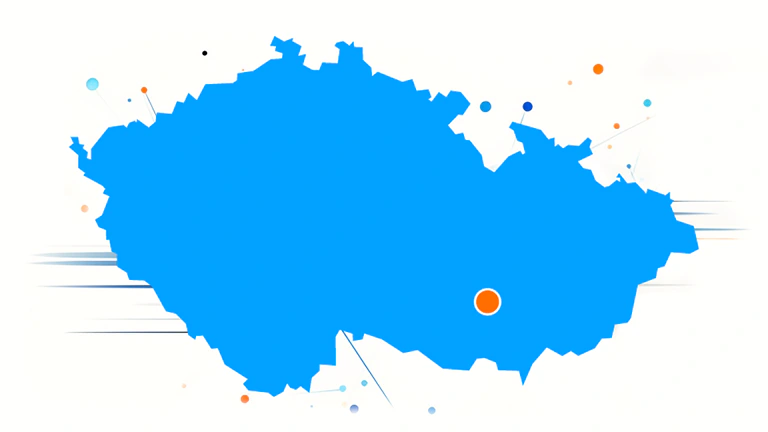 Image with a map of the Czech Republic with highlighted point where is placed a MindPlexic headquaters